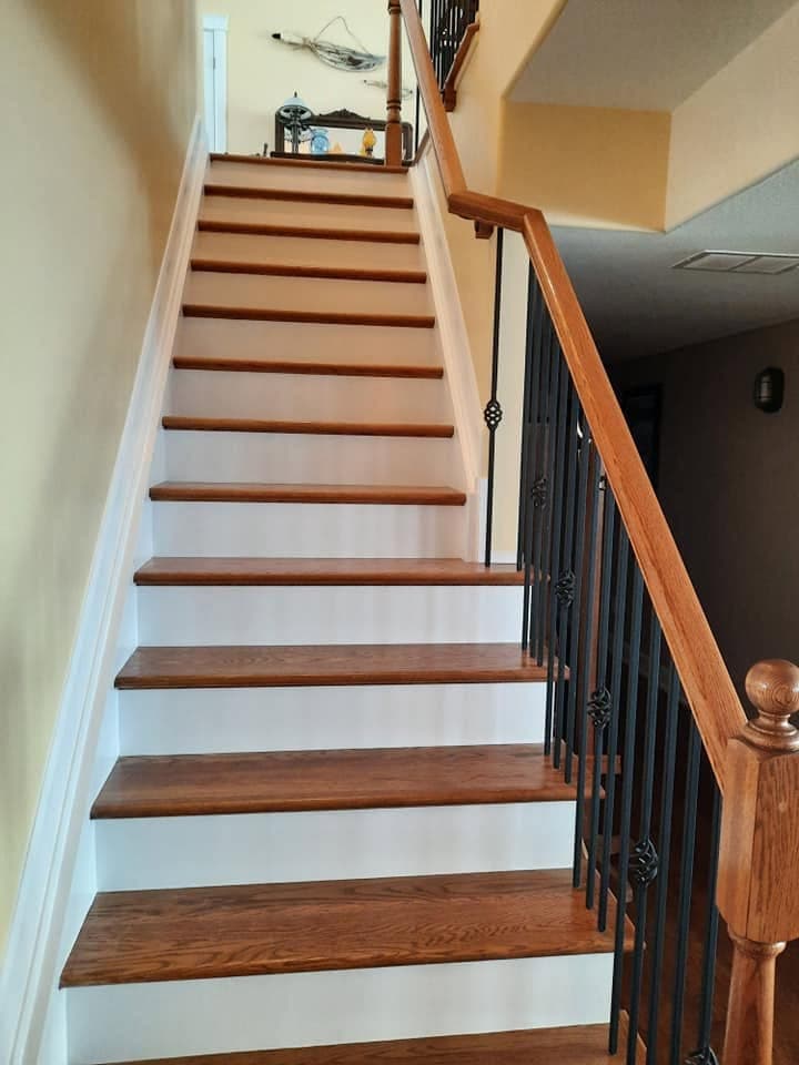 Painted stairwell with precise cut lines